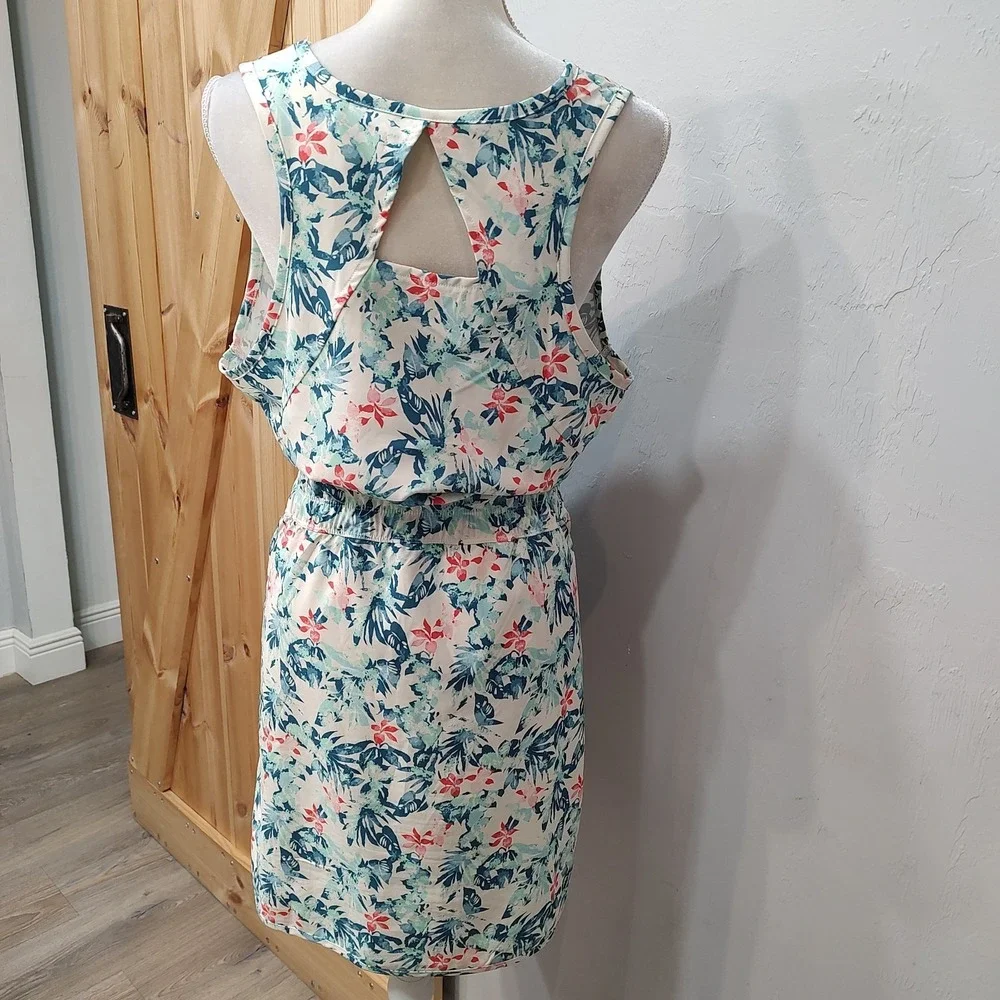 Ocean‎ Coast Women Tropical Sleeveless Dress Coverup Sz XL Drawstring Pockets